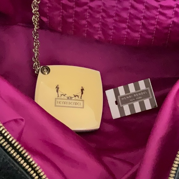 3-fer Vintage Henri Bendel Black WEST 57th Box Barrel Bag, wristlet & mirror - Picture 15 of 17